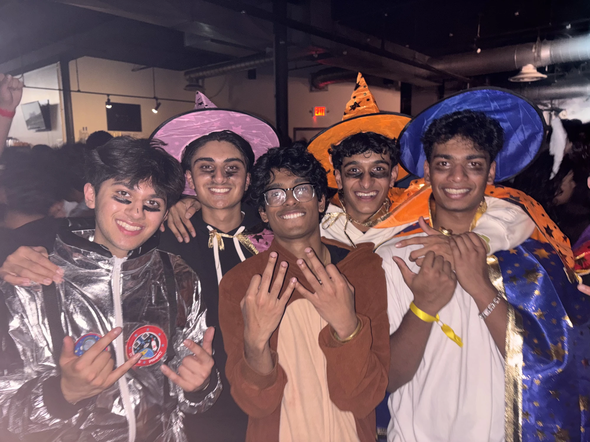 Dev and friends in Halloween costumes
